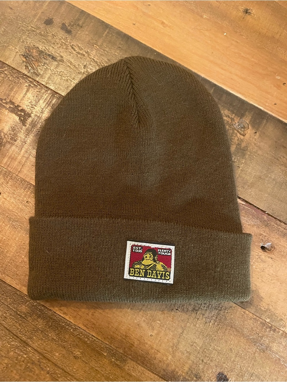 Ben Davis Olive Brown Beanie with Logo